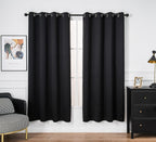 Pi Blackout Curtains 84 Inches Length,Grommet Doorway Privacy Thermal Insulated Room Darkening Light Blocking Vertical Curtains For Living Room/Bedroom/Sliding Door/Patio 1 Panel (Black,W52Xl84)