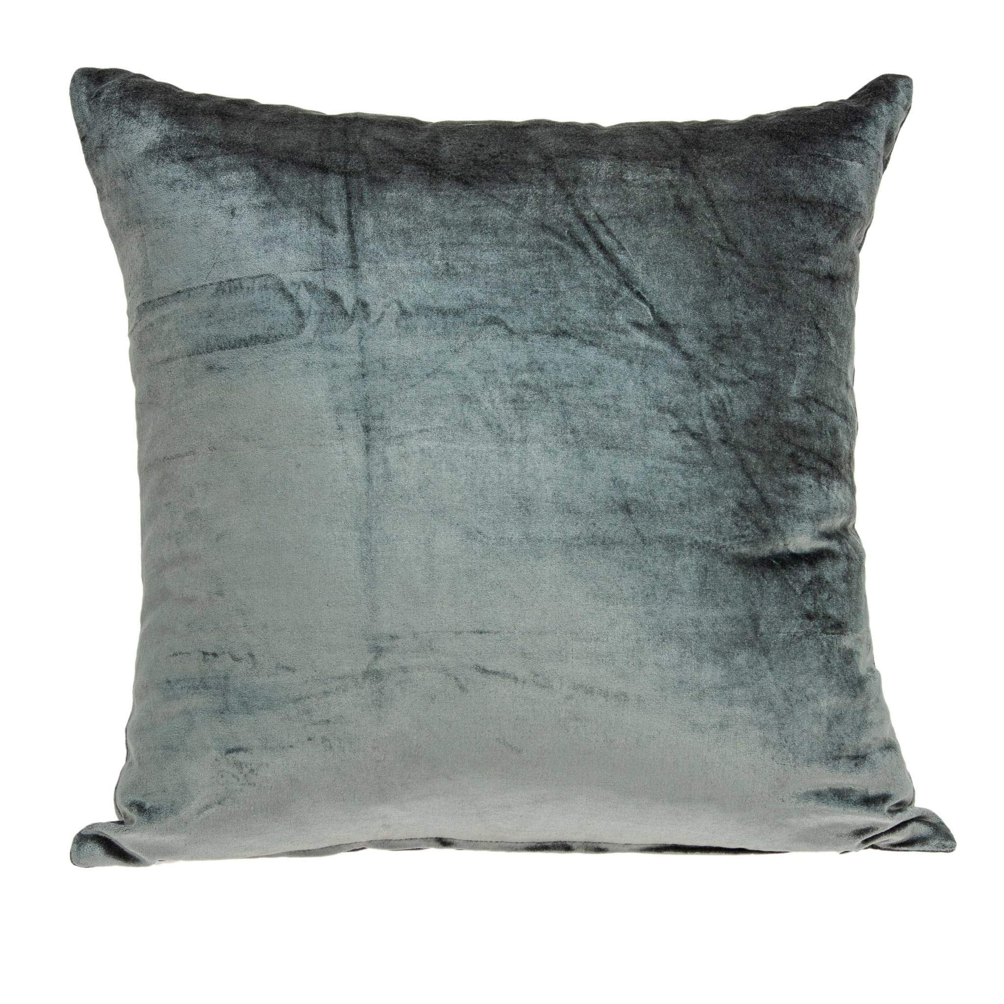 Homeroots 50% Cotton, 50% Viscose Parkland Collection Garnet Transitional Charcoal Solid Pillow Cover With Poly Insert