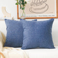 Home Brilliant 2 Pack Burlap Lined Linen Euro Pillow Shams Covers Large Pillowcases For Bedroom Couch, 24 Inch(60X60Cm), Navy Bl