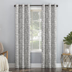 Sun Zero Parrish Distressed Grid Thermal Extreme Total Blackout Grommet Curtain Panel, 40'' x 84'', Grey