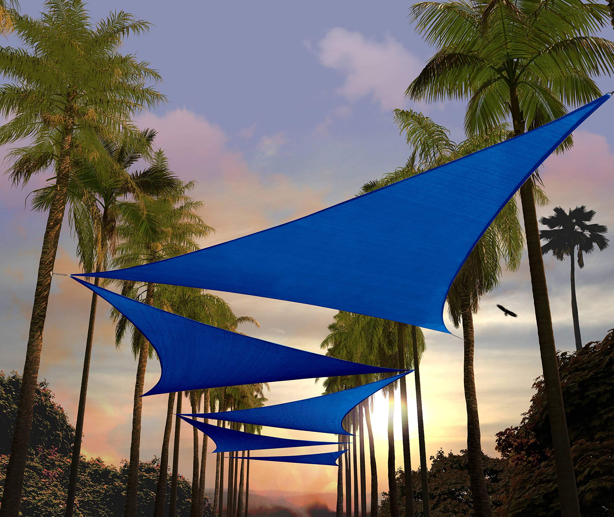 Amgo Custom Size 16' X 16' X 16' Blue Triangle Sun Shade Sail Upf50+ Agtapt10, Order To Make Canopy Awning, 95% Uv Blockage, Wat