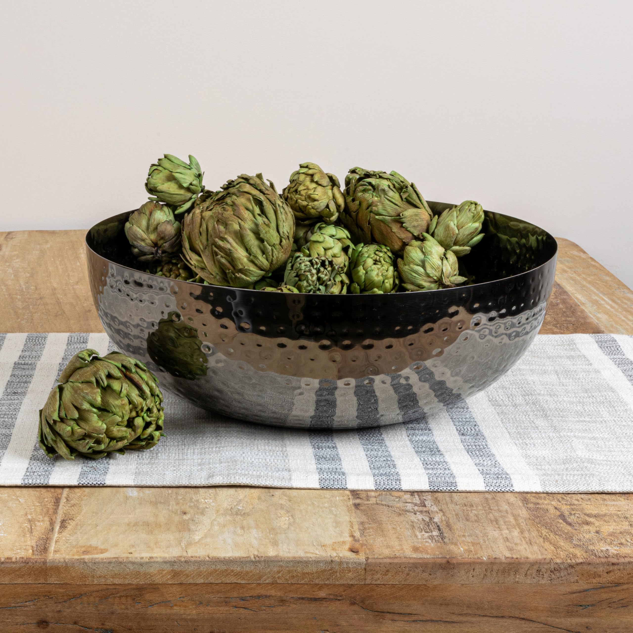 Creative Co-Op Metal Bowl, Oxidized Silver