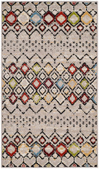 SAFAVIEH Amsterdam Collection Accent Rug - 2'3'' x 4', Light Grey & Multi, Moroccan Boho Design, Non-Shedding & Easy Care, Ideal