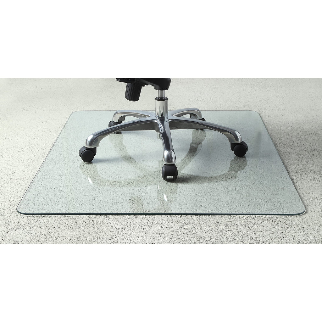 Lorell Tempered Glass Chairmat, 48" Width x 60" Depth x 0.25" Thickness, Clear, 1 Each