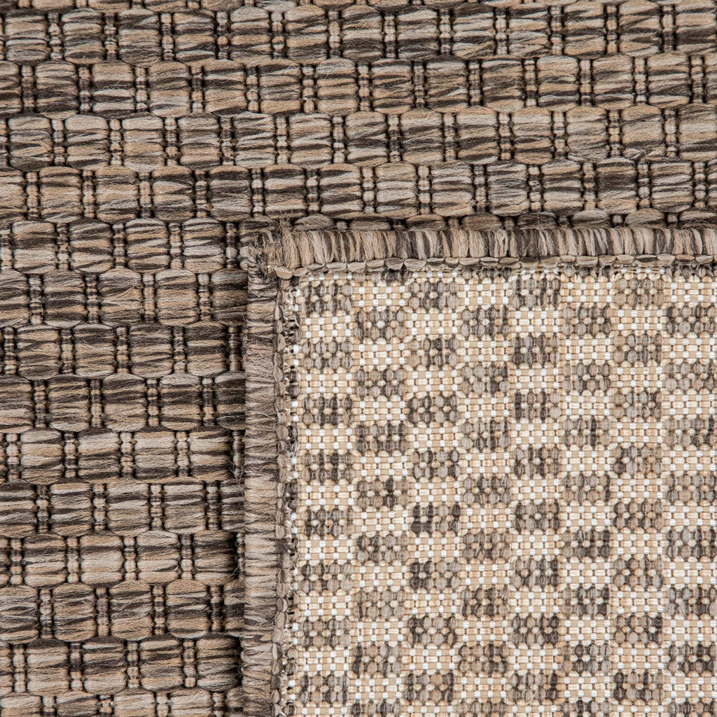 Solid Outdoor Rug For Patio Or Balcony Weatherproof In Mottled Brown, Size: 6'7' X 9'2'