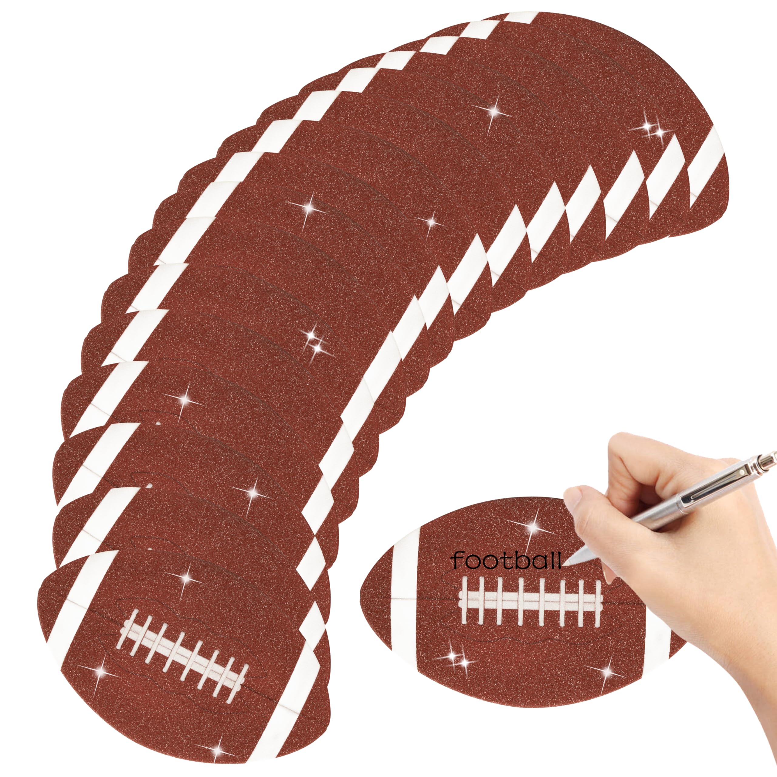 100pcs Glitter Football Cutouts Sports Ball Bulletin Board Football Shape Paper Cuts Party Decorations for Sports Theme Party Ba