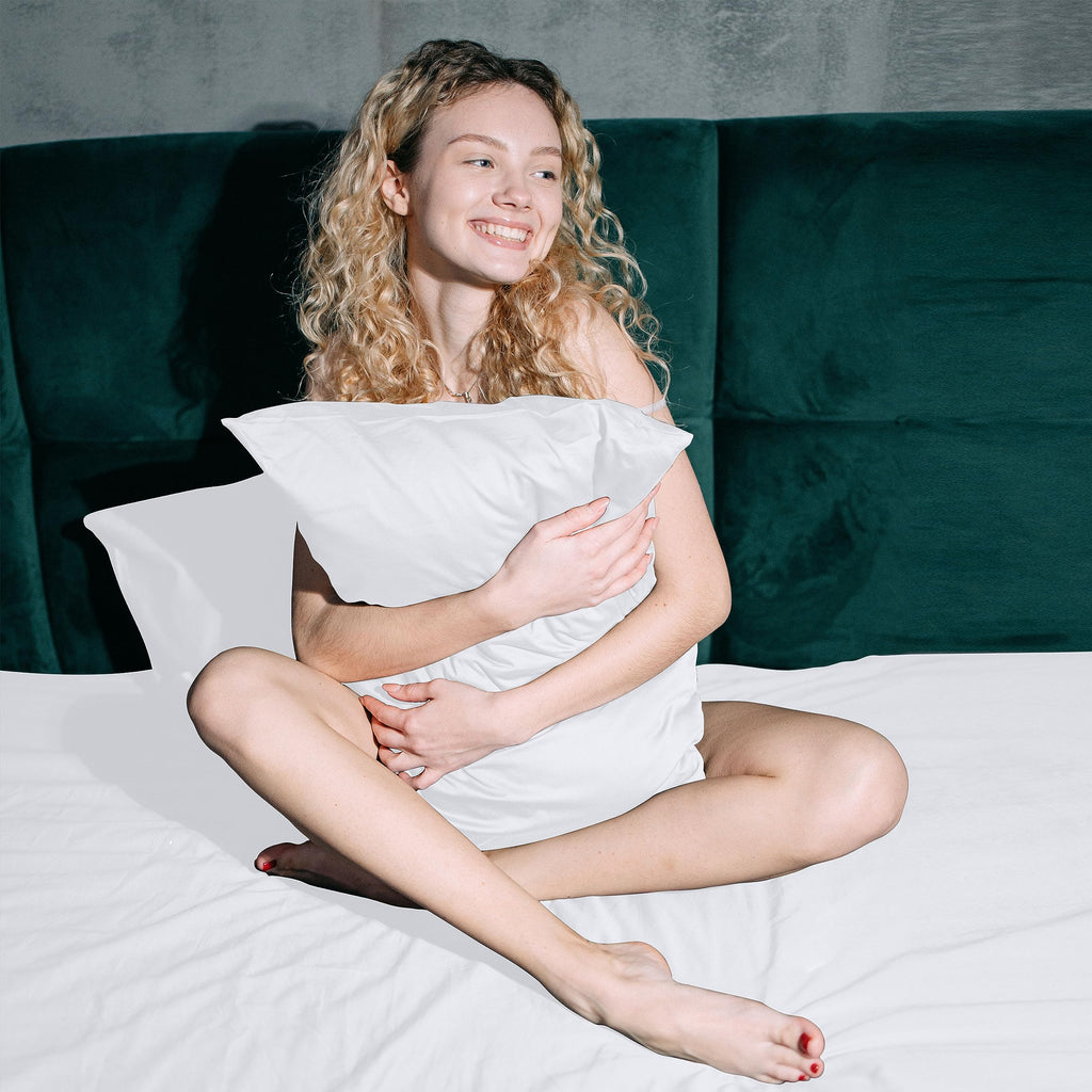 100% Egyptian Cotton Pillow Protectors Set Of 4, 600 Thread Count Standard Size Bed Pillow Cases With Zipper, Cooling Pillow Cas