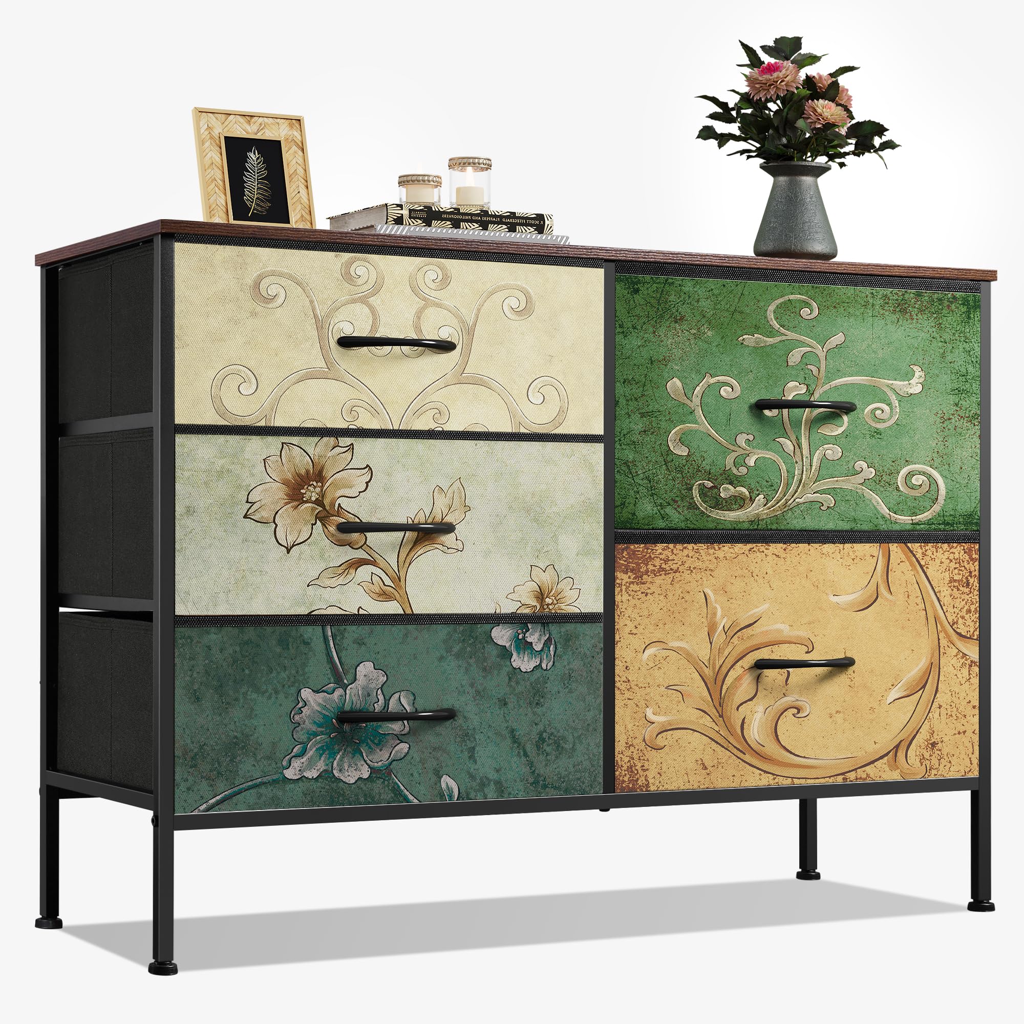 WLIVE Dresser for Bedroom with 5 Drawers, Wide Chest of Drawers for Bedroom, Fabric Dresser for Living Room, Closet, Hallway, Fl