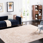 SAFAVIEH Reflection Collection Area Rug - 8' Square, Beige & Cream, Vintage Distressed Design, Non-Shedding & Easy Care, Ideal f