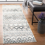 SAFAVIEH Amsterdam Collection Runner Rug - 2'3'' x 6', Ivory & Grey, Moroccan Boho Design, Non-Shedding & Easy Care, Ideal for H
