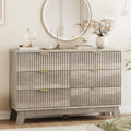 Xixini Fluted Dresser for Bedroom with 6 Drawers, 48 Wide Modern Chest of Drawers with Metal Handle, Wooden Dresser TV Stand, Wo