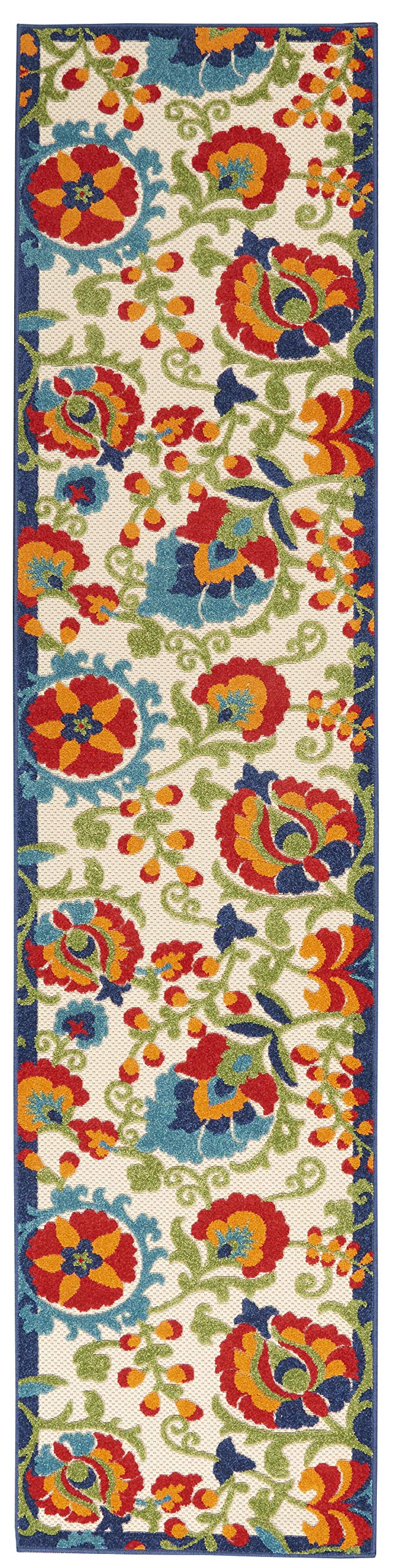 Nourison Aloha Indoor/Outdoor Multicolor 2'3' X 10' Area Rug, Easy Cleaning, Non Shedding, Bed Room, Living Room, Dining Room, Backyard, Deck, Patio (2X10)