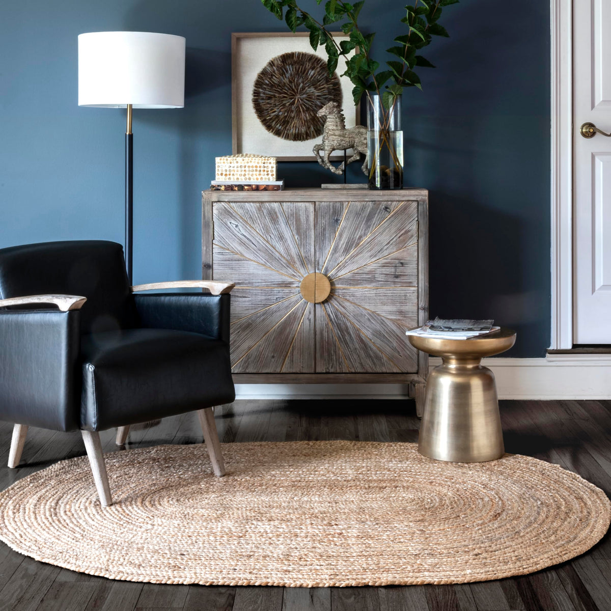 Nuloom Rigo Natural Solid Flatweave Area Rug, Oval 4 X 6