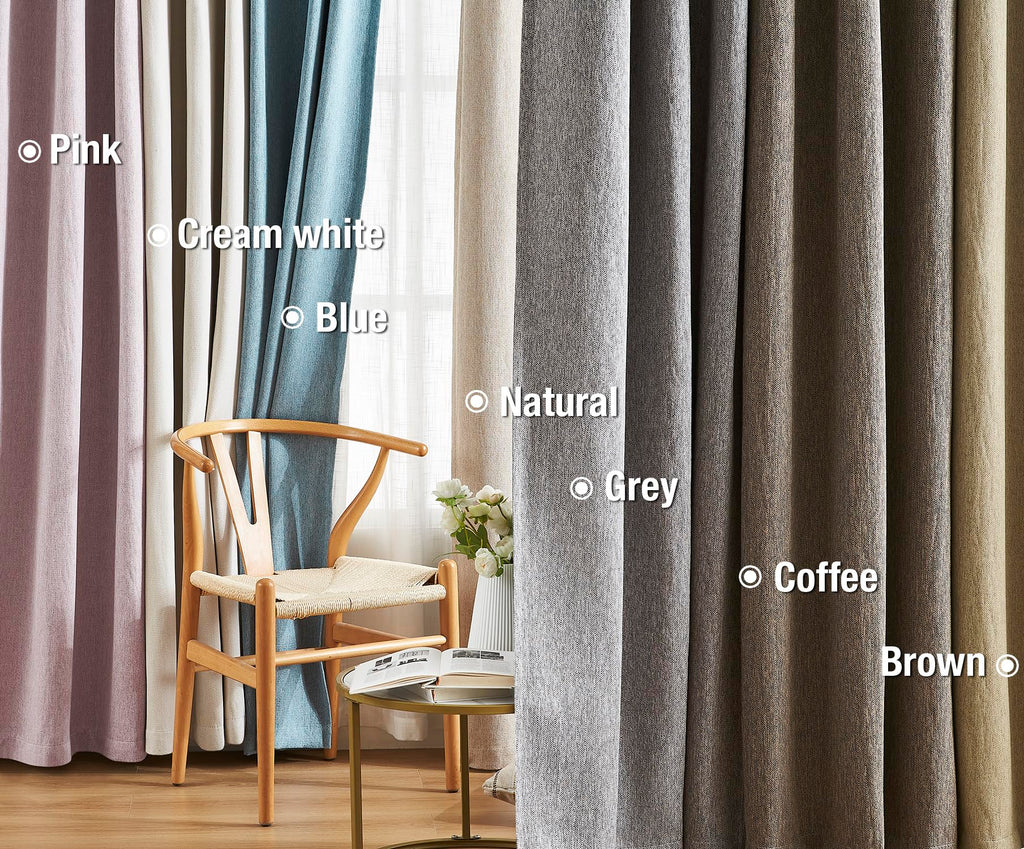 Grey Full Blackout Linen Curtains For Bedroom 84-Inch-Long Thermal Insulated Noise Reducing Window Treatment Set Of 2 Rustic Far