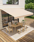 GarveeLife 10x8 Retractable Awning, Waterproof Patio Awning, Sun Shade Awning with Manual Crank Handle, Aluminum Frame, 280g/? P