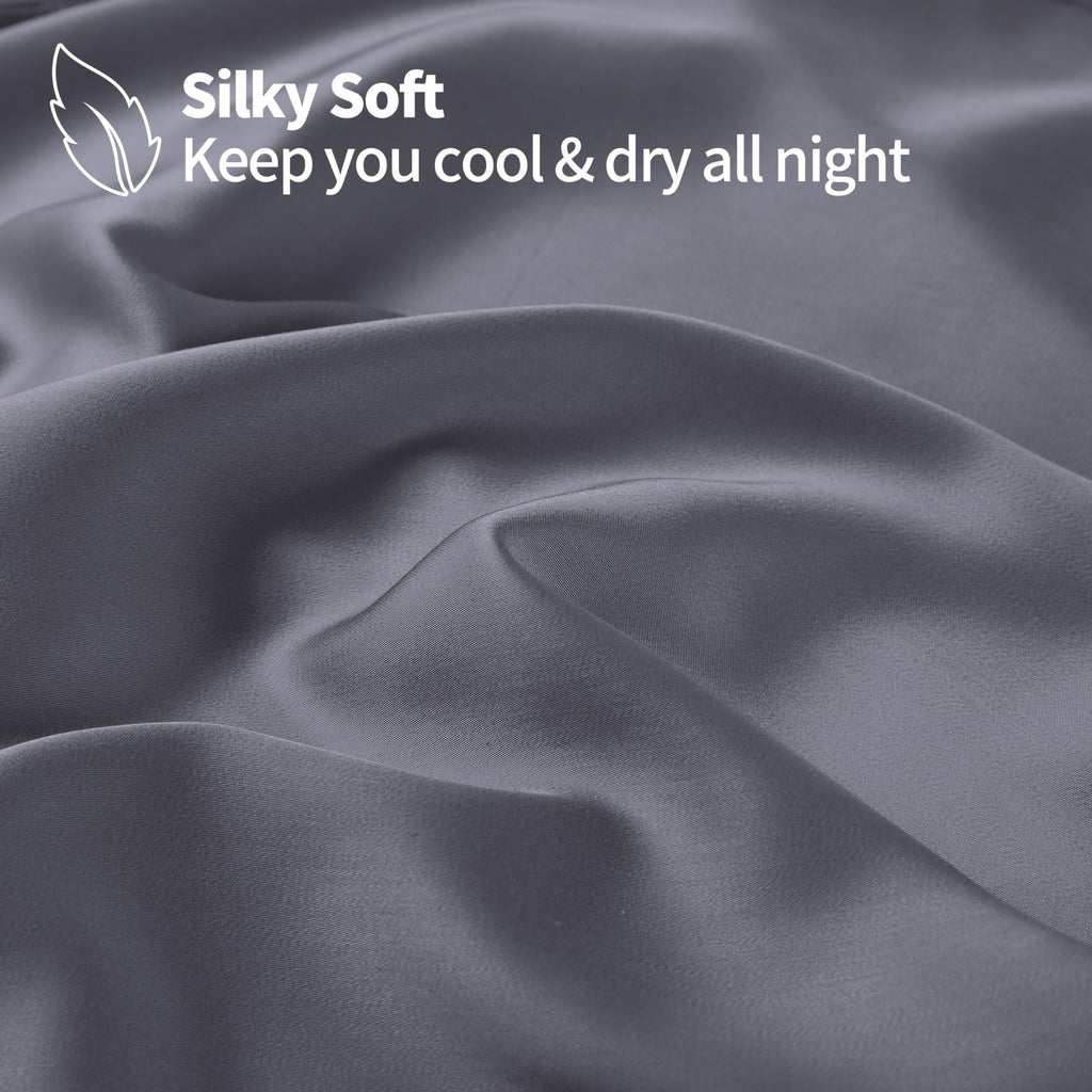 Bamboo Viscose Cooling Fitted Sheet Full Size Only, 400 Thread Count, 16'' Deep Pocket Cooling Bottom Sheets For Hot Sleeper, Si