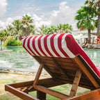 Arkwright California Chaise Lounge Cover - Case Of 12 - Striped Soft Cotton Cabana Towel With Pocket Holder For Beach Pool Outdoor Chair, 30 X 85 In., Red