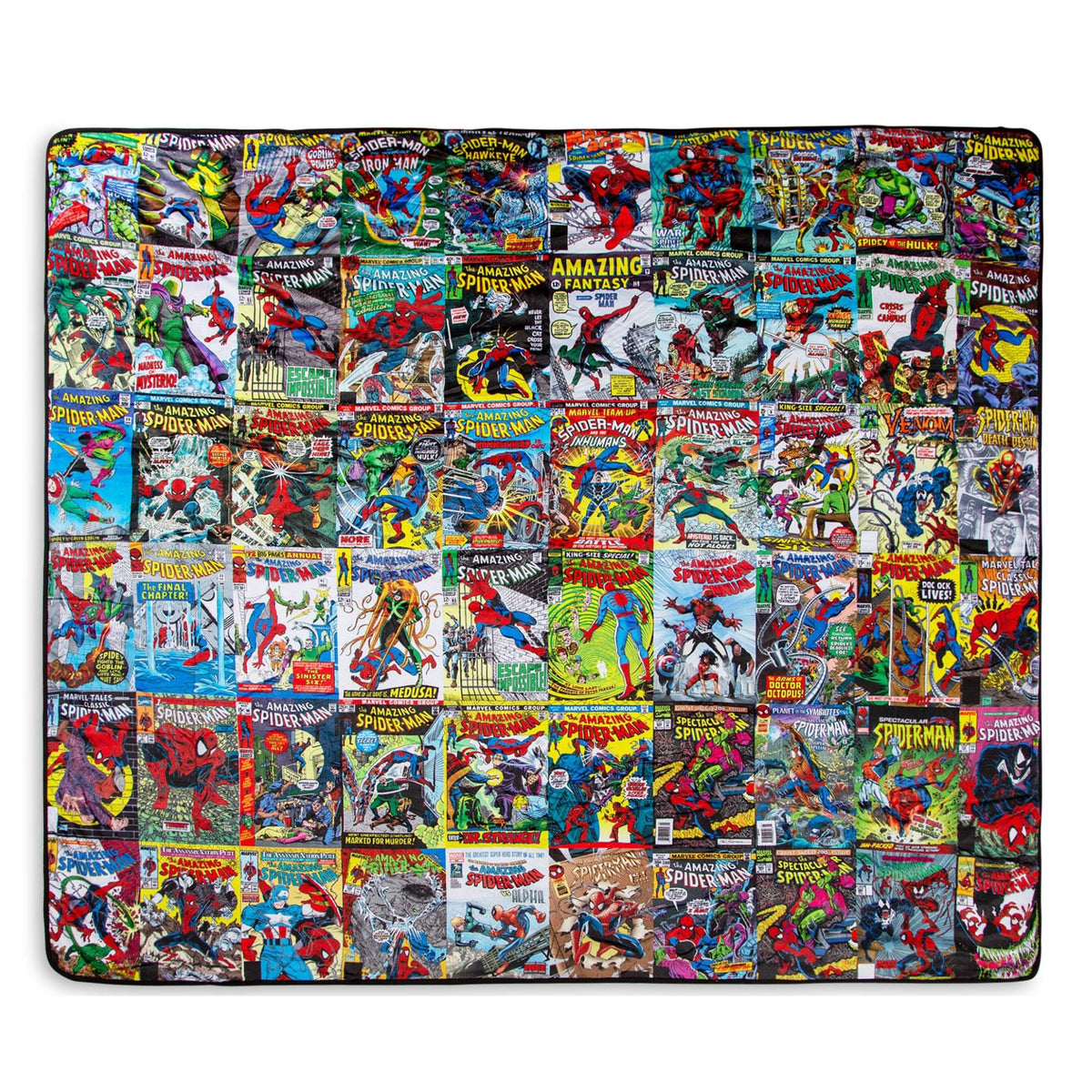 Marvel Spider-Man 60Th Anniversary Special Edition Fleece Throw Blanket With Blue Sherpa Backing | Plush Soft Polyester Cover Fo