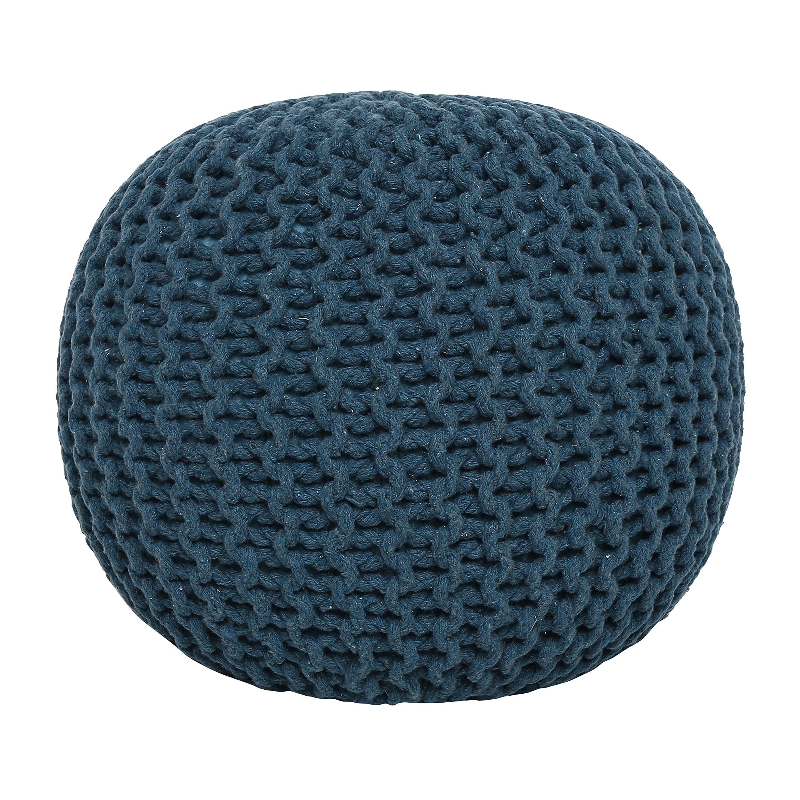 · Redearth · Round Pouf Bean Bag Ottoman - Foot Stool Hand Knitted - Home Decor Pouffe Stuffed - Cable Boho Poof Beanbag Footrest For Living Room - Nursery - Bedroom - Patio (19' X 19' X 14') - Teal
