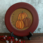 Cvhomedeco. Primitive Antique Pumpkin Painted Wood Decorative Plate Halloween Display Wooden Plate Home D  Cor Art, 9-3/4 Inch