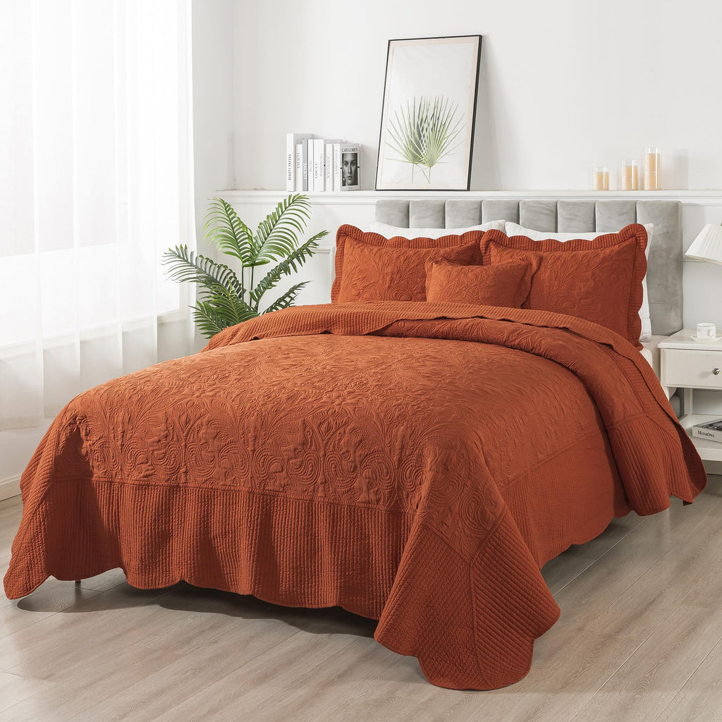 Honeilife Oversized King Bedspreads - California King Quilt 128X120, 4-Piece Cal King Quilt Sets,Rustic Bedding Sets King Size,E
