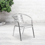 Flash Furniture Heavy Duty Commercial Aluminum Indoor-Outdoor Restaurant Stack Chair with Triple Slat Back