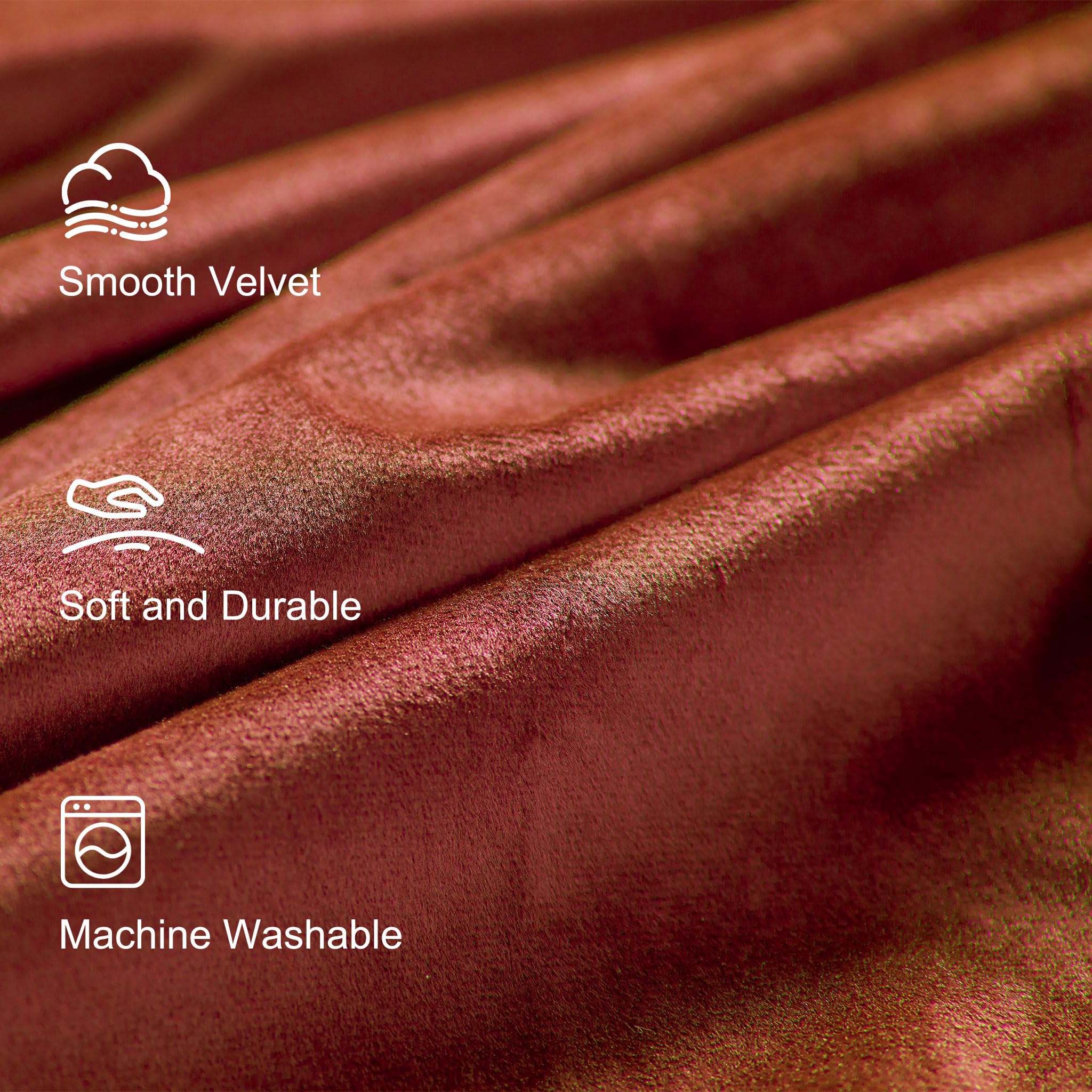 Lazzzy Orange Velvet Curtains Room Darkening Thermal Insulated Curtains 72 Inch Long Window Drapes For Bedroom Living Room Super Soft Luxury Rod Pocketwindow Treatment 2 Panels, Rust Red