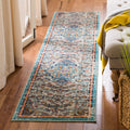 SAFAVIEH Madison Collection Runner Rug - 22 x 10, Grey & Light Blue, Boho Chic Medallion Distressed Design, Non-Shedding & Eas