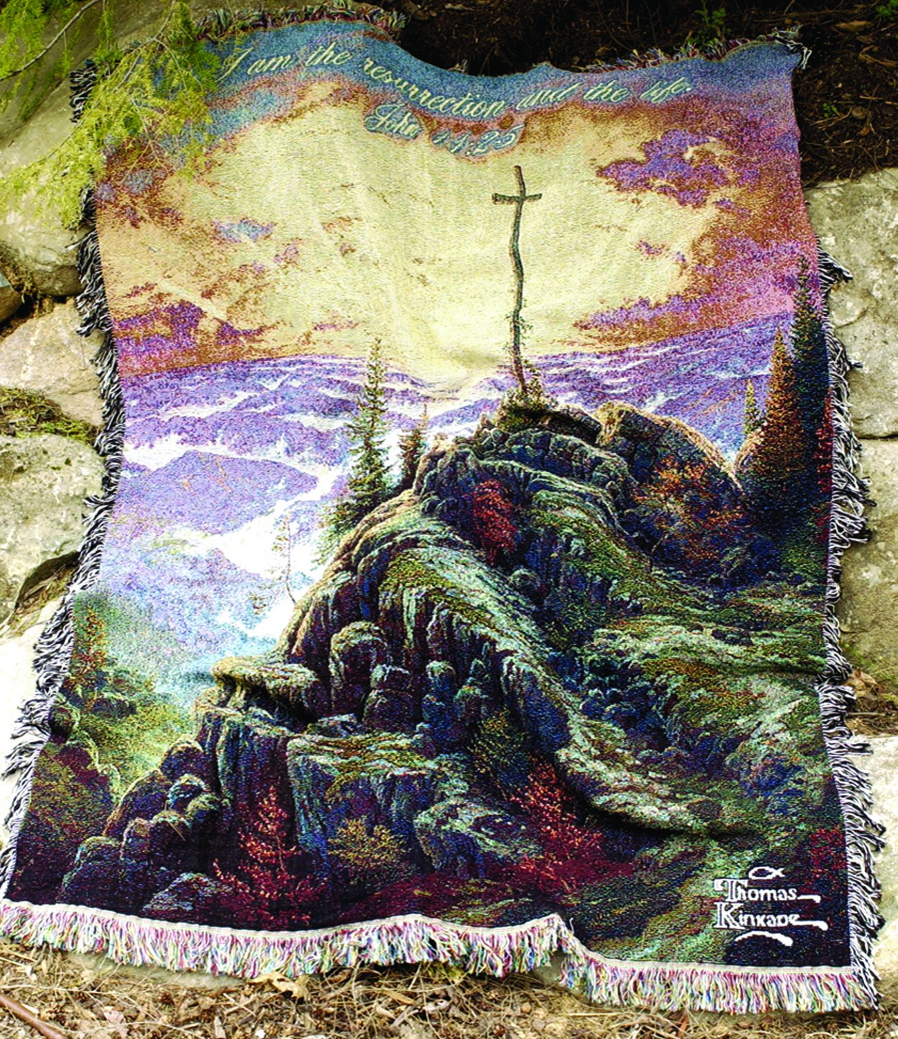 Manual Thomas Kinkade 50 X 60-Inch Tapestry Throw With Verse, Sunrise