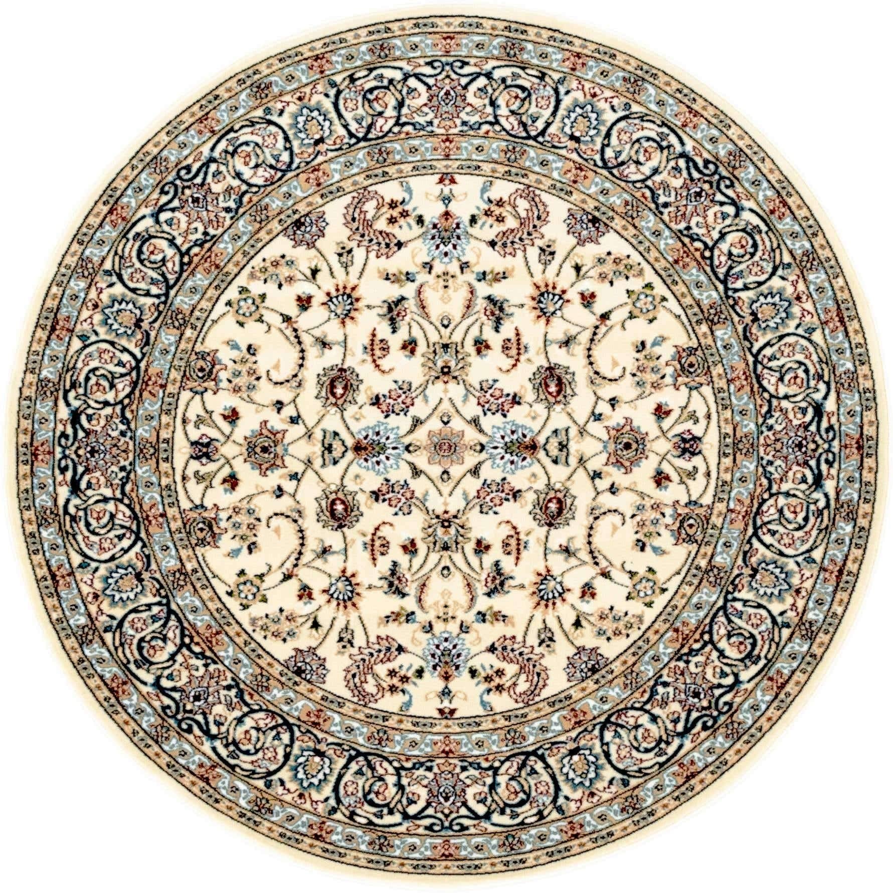 Unique Loom Narenj Collection Area Rug - Leeds (5 1 Round, Ivory/ Blue)