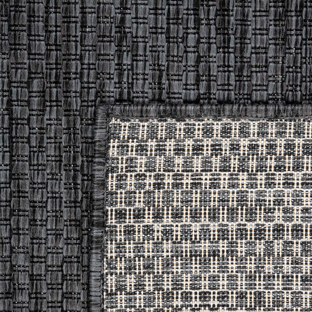 Solid Outdoor Rug For Patio Or Balcony Waterproof In Mottled Anthracite, Size: 5'3' Round