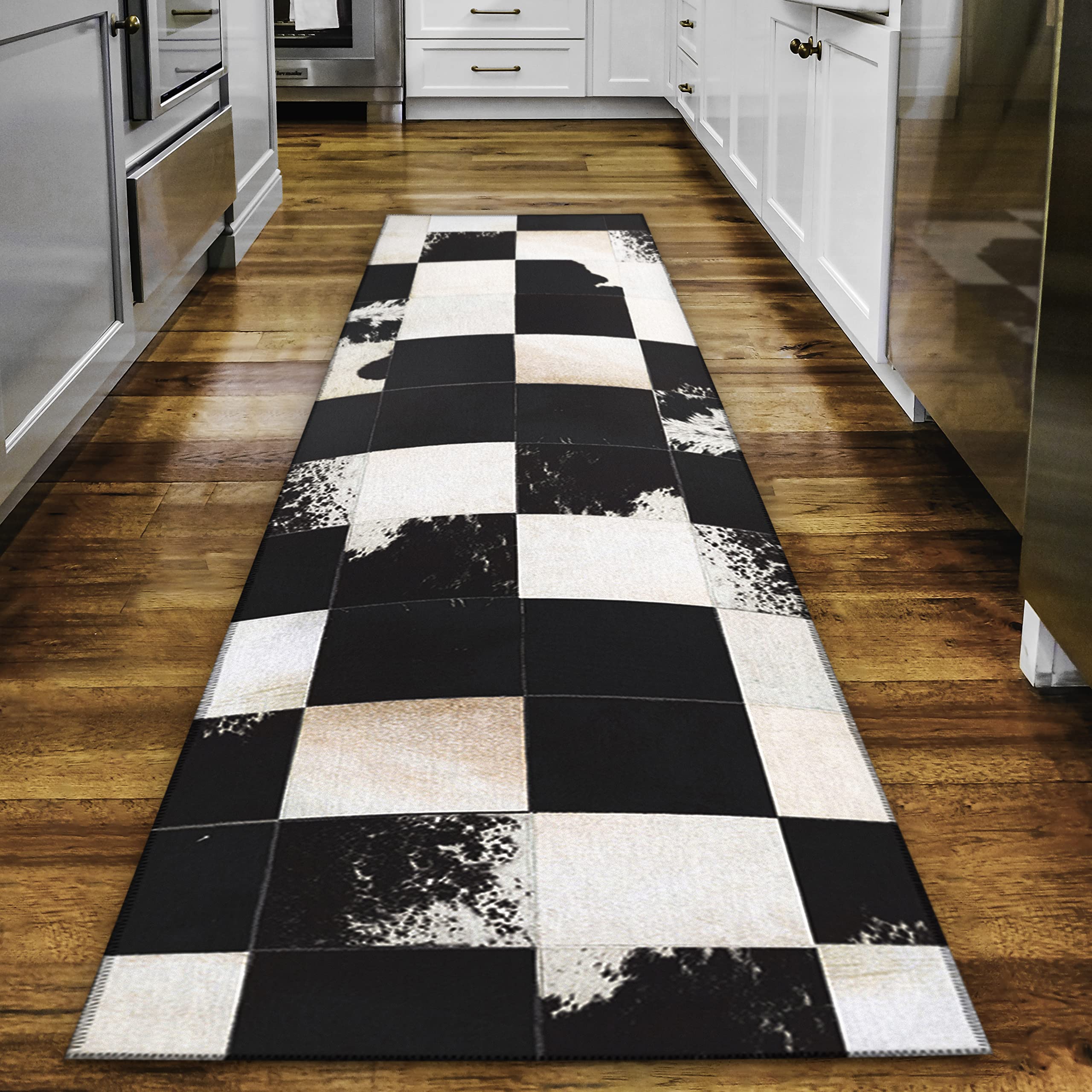 Dalyn Rugs Durango Patchwork Faux Cowhide Ss10 Midnight 2'3" X 7'6" Rug