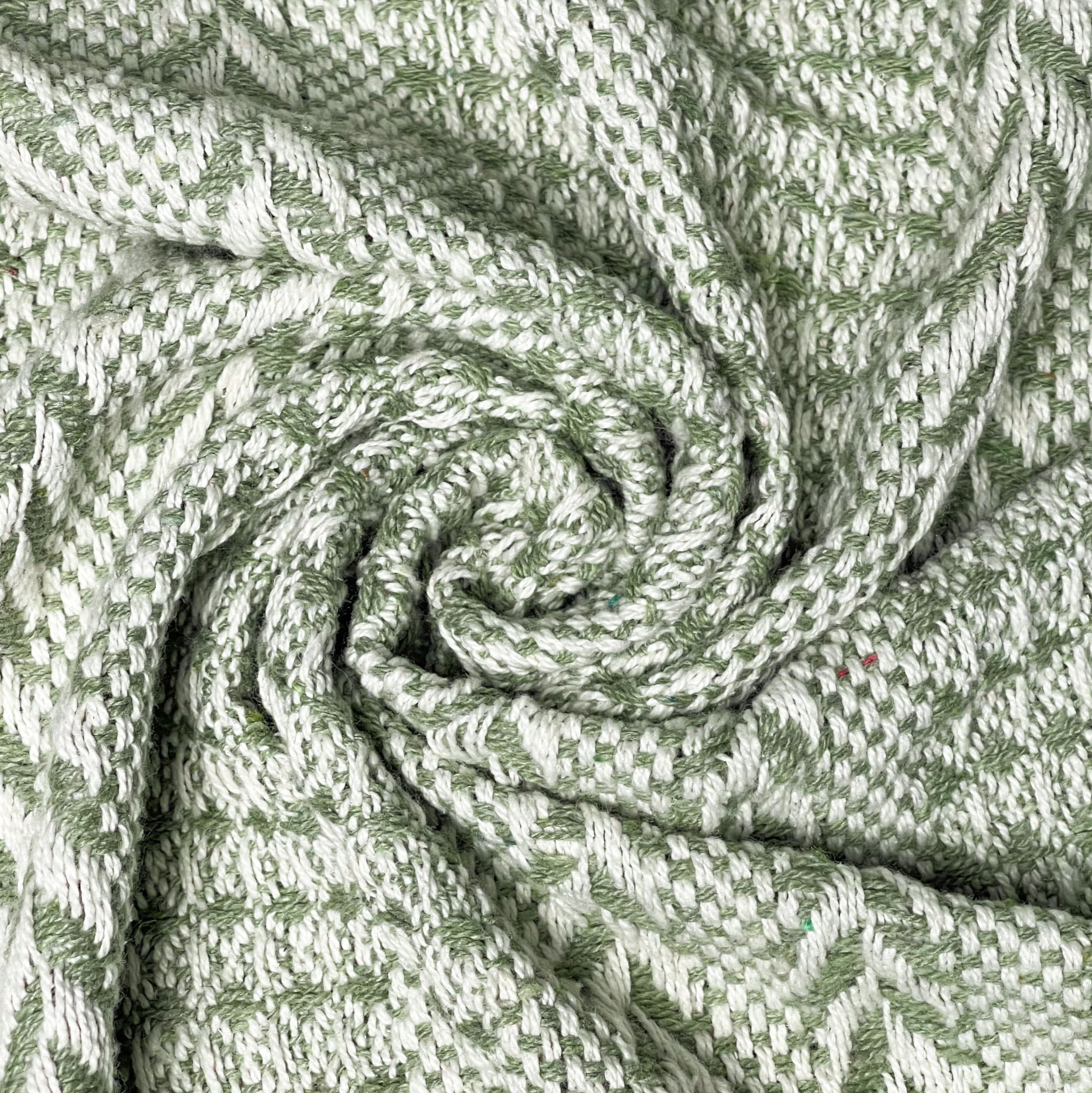Chardin Home - Sage Green & Ivory Braided Waffle Weave Throw, 50X60 In Recycled Cotton- Large, Wearable, Breathable, Skin-Friend