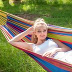 Suncreat Outdoor Double Hammock, Portable Tree Colorful Hammock, Colorful Stripes
