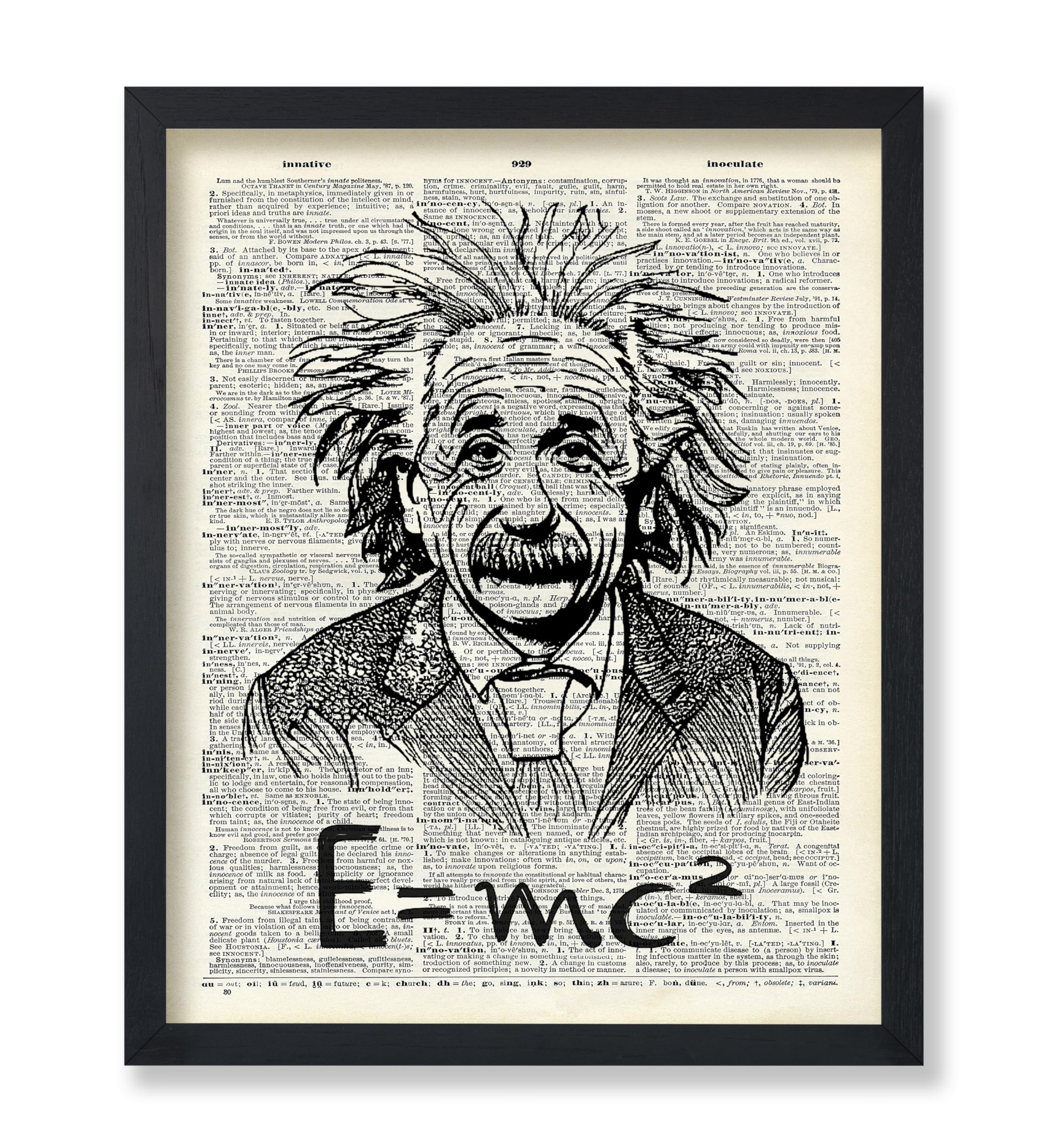 Poster Master Dictionary Art Poster - Albert Einstein Print - Portrait Art - Science Art - Gift for Student & Teacher - Wall Dec