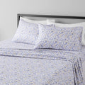 Amazon Basics Lightweight Super Soft Easy Care Microfiber Bed Sheet Set with 14 Deep Pockets - King, Blue Floral