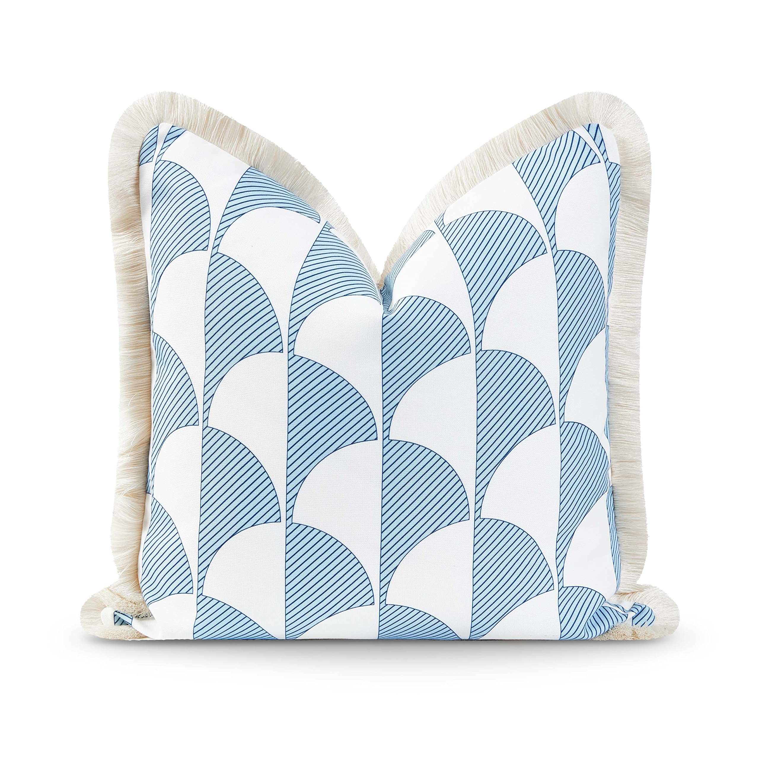 Hofdeco Premium Coastal Hampton Style Patio Indoor Outdoor Pillow Cover Only, 20'X20' Water Resistant For Backyard, Couch, Bab