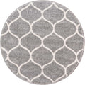 Unique Loom Trellis Frieze Collection Area Rug - Rounded (3' Round, Light Gray/ Ivory)
