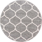 Unique Loom Trellis Frieze Collection Area Rug - Rounded (3' Round, Light Gray/ Ivory)