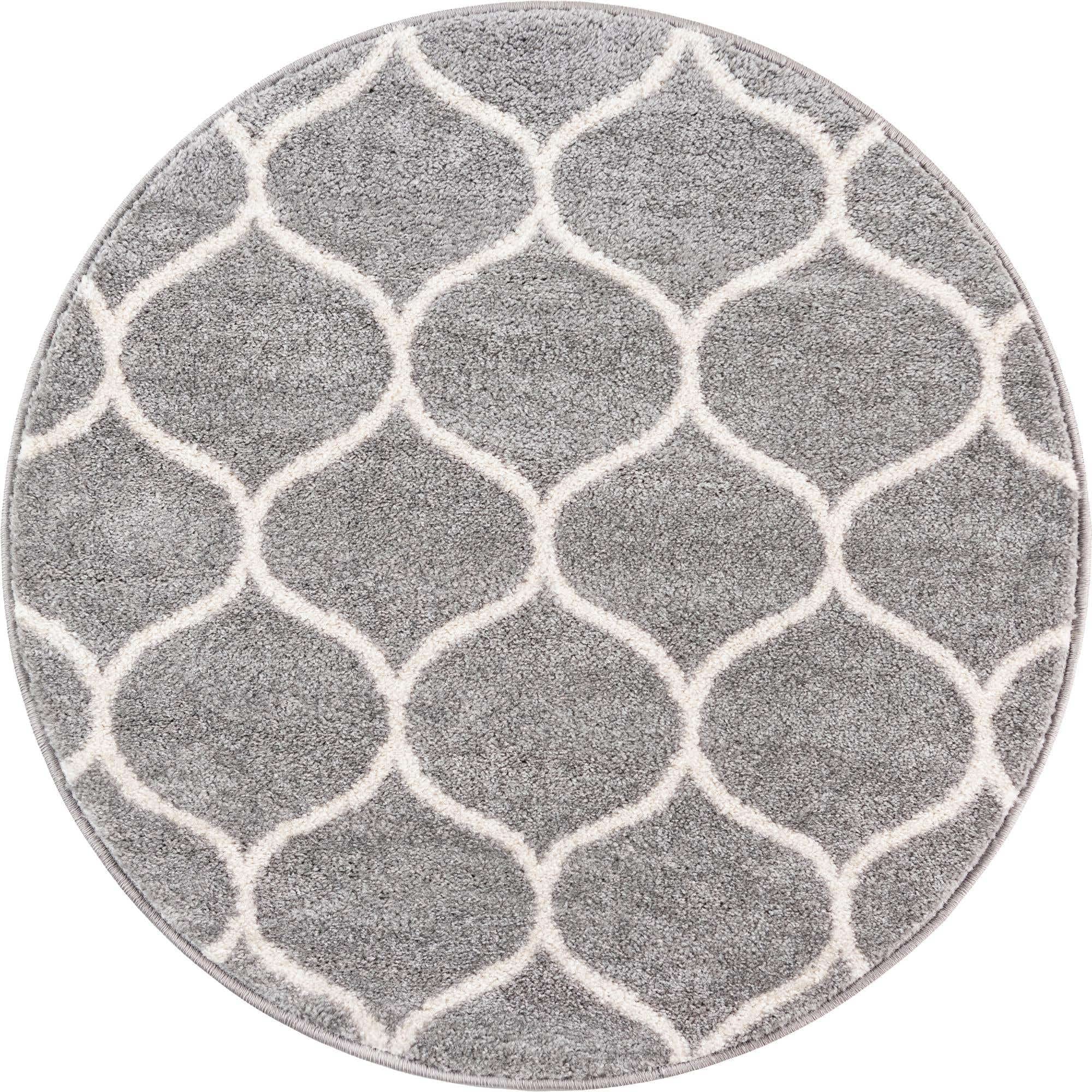 Unique Loom Trellis Frieze Collection Area Rug - Rounded (3' Round, Light Gray/ Ivory)