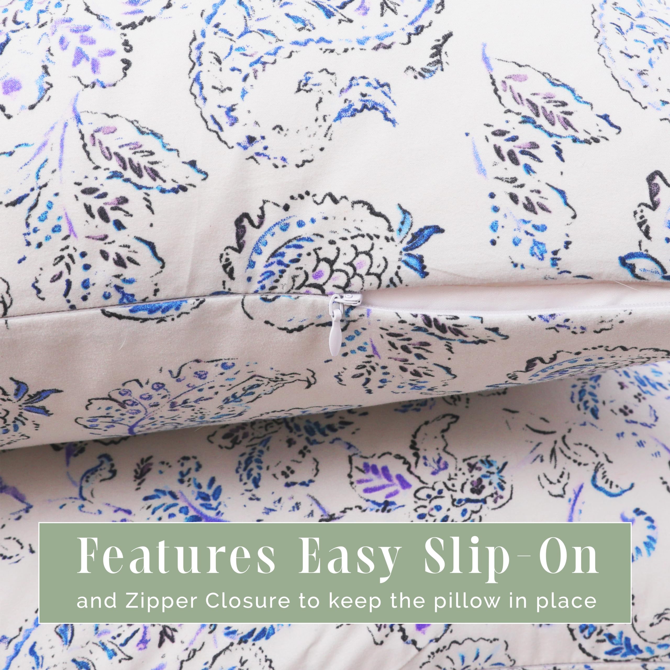 Elegant Comfort Ultra Soft 1-Piece Set Floral Print Pillowcases - 1500 Premium Hotel Quality Microfiber, Soft And Smooth Hidden Zipper Closure 1-Piece Pillow Covers - Body Pillowcase, Paisley Indigo