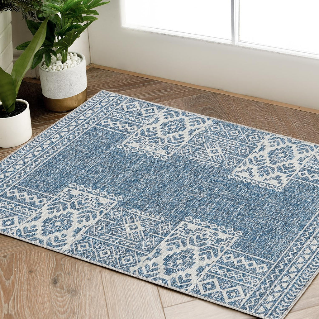 jinchan Area Rug - 2x3 Ultra-Thin Door Mat Washable Rug, Vintage Entryway Rug, Boho Rug Geometric, Non-Slip Non-Shedding Carpet 