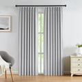 Kayne Studio Full Blackout Grey Linen Textured Pinch Pleated Curtains 84 inch Long for Living Room,Thermal Insulating Pinch Plea