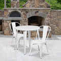 Flash Furniture Commercial Grade 30 Round Black-Antique Gold Metal Indoor-Outdoor Table Set with 2 Cafe Chairs