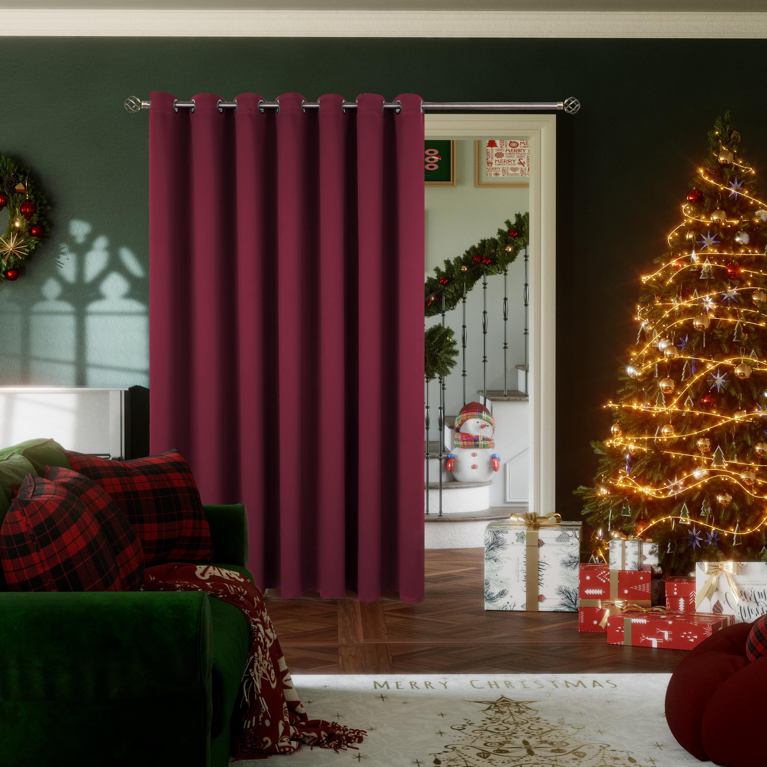 Bgment Room Darkening Curtain For Sliding Glass Door, Extra Long Blackout Room Divider Curtain For Living Room 120 Inch Length, Doorways Privacy Window Curtain & Drape, Burgundy, 1 Panel, 100 Wide