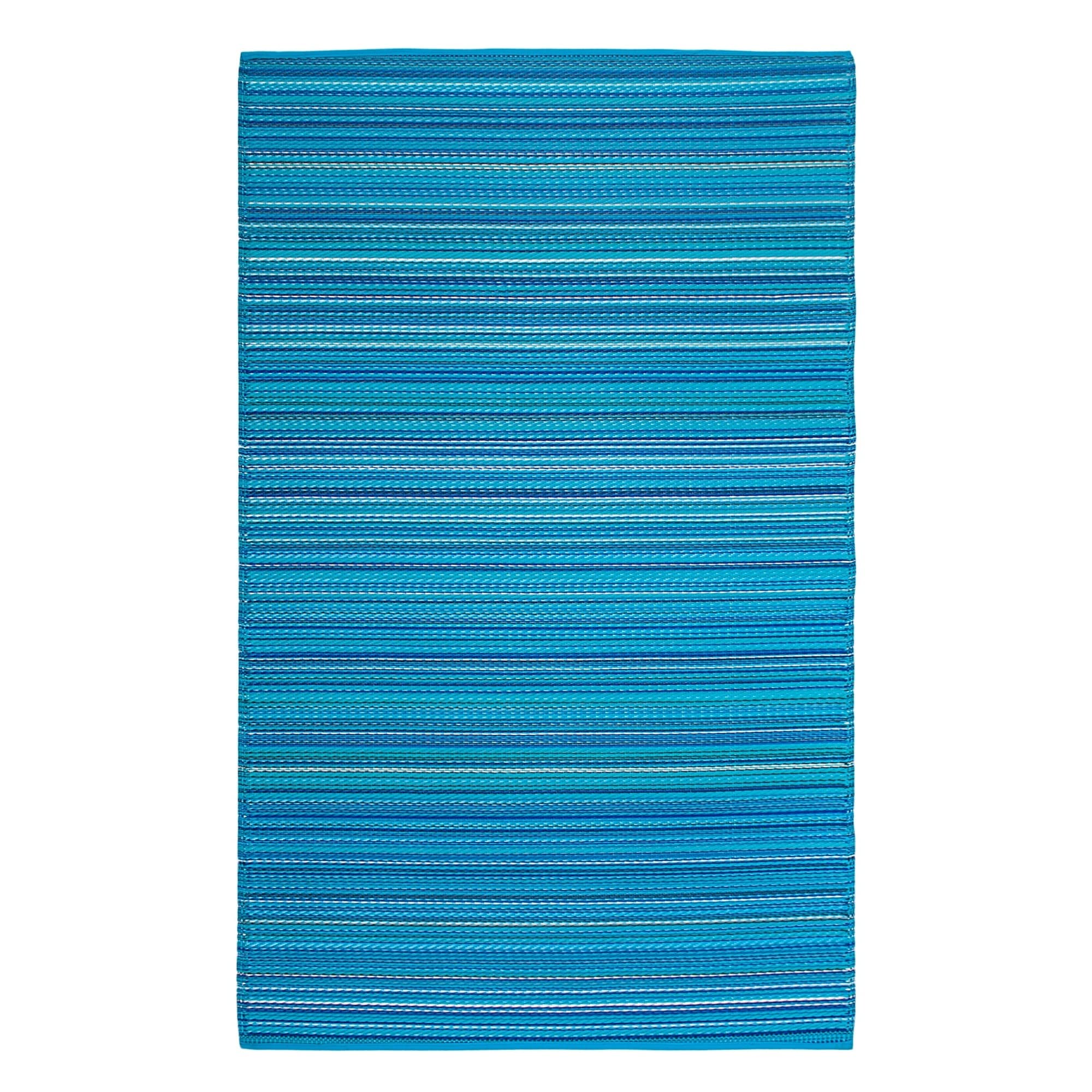 Fh Home Outdoor Rug - Waterproof, Fade Resistant, Crease-Free - Premium Recycled Plastic - Striped - Patio, Deck, Porch, Balcony