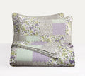 Chezmoi Collection Daisy 2-Piece Printed Patchwork Quilt Set - Purple Butterfly Botanical Candy Stripe Checkered Coverlet - Pre-
