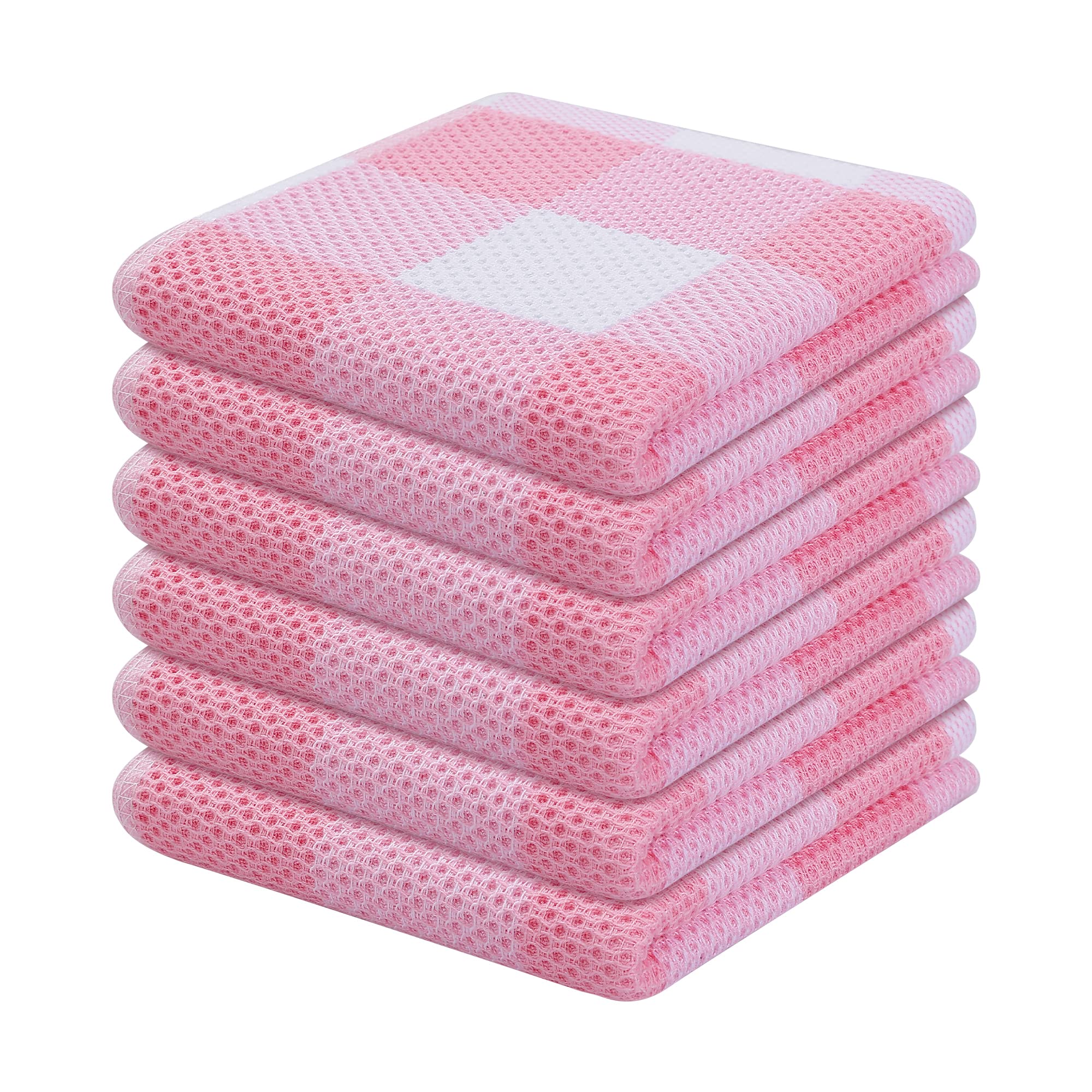Homaxy 100% Cotton Waffle Weave Check Plaid Dish Cloths, 12 x 12 Inches, Super Soft and Absorbent Dish Towels Quick Drying Dish 