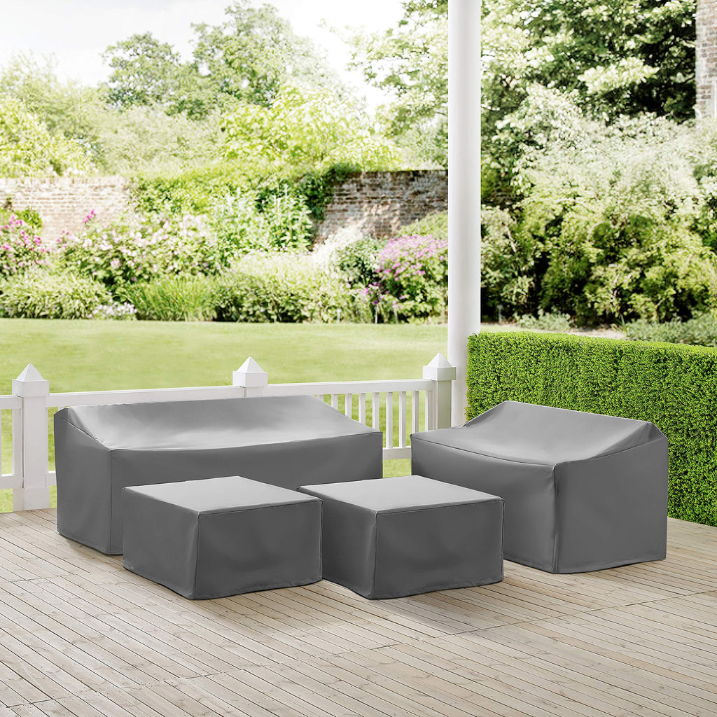 Crosley Furniture Patio Furniture Covers, Waterproof 4-Piece Cover Set For Outdoor Sectional Sofa Sets, Gray