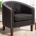 Primezone Barrel Chair, Comfy Accent Chair, Faux Leather Living Room Chairs Club Chair With Cushion, Nailhead Trim And Diamond M